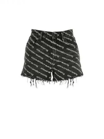 Alexanderwang All over Logo Bite Denim Shorts 271260 - ALEXANDER WANG - BALAAN 1