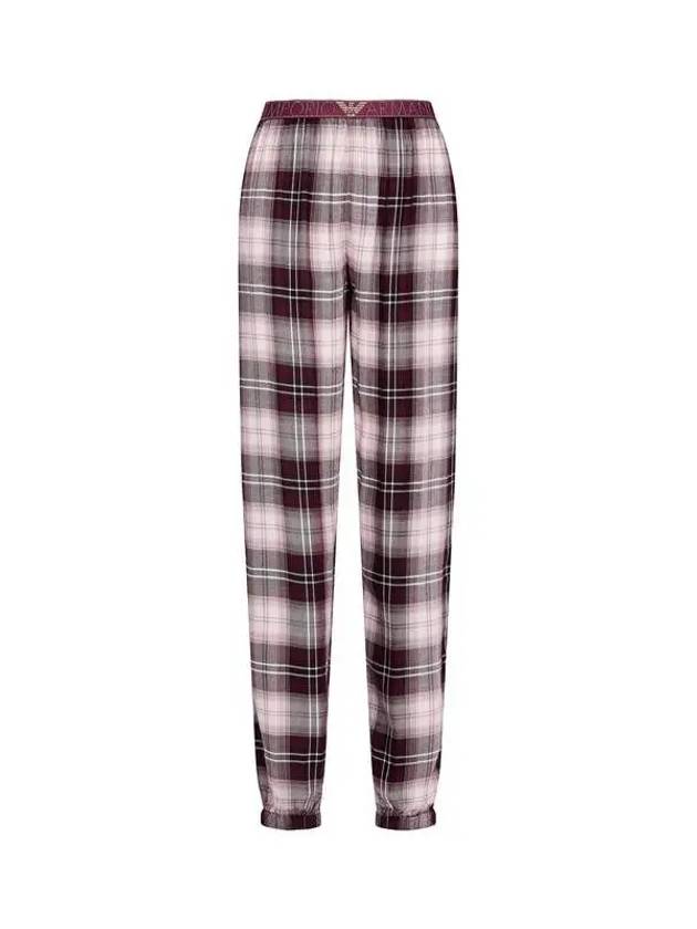 UNDERWEAR Women's Check Pattern Viscose Pajama Pants Wine 271514 - EMPORIO ARMANI - BALAAN 1