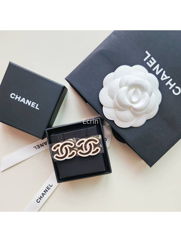 CC Logo Earrings Gold White ABD873 - CHANEL - BALAAN 1