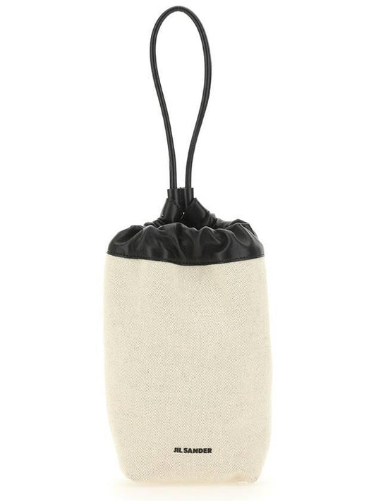 Dumpling Drawstring Canvas Cross Bucket Bag Ivory - JIL SANDER - BALAAN 1