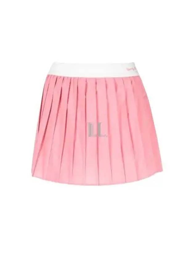 Women's Classic Logo Pleated Skirt Pink - SPORTY & RICH - BALAAN 2