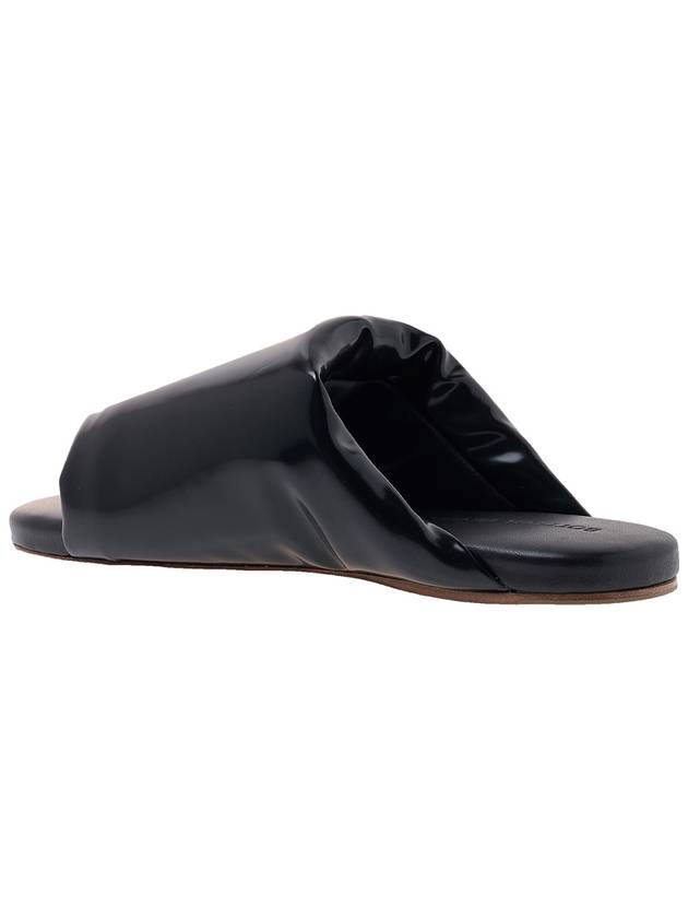 Padded Lambskin Slide Slippers Black - BOTTEGA VENETA - BALAAN.