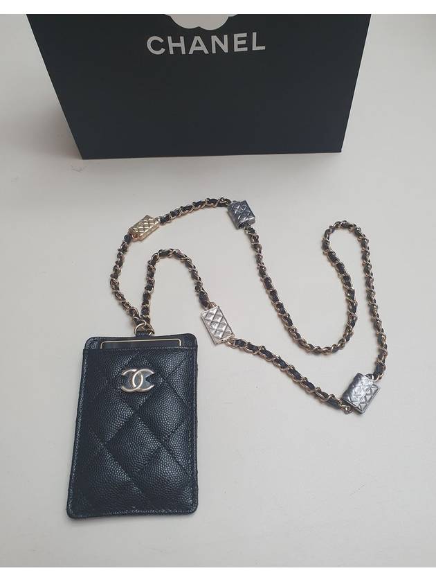 Cruise season classic bag charm quilted chain card wallet necklace caviar card holder card slot AP2394 - CHANEL - BALAAN 2