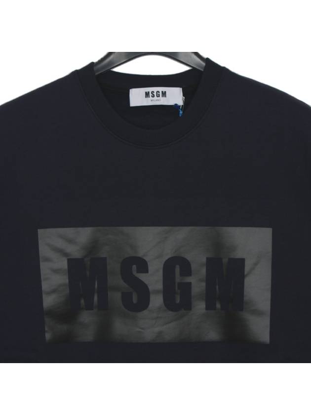 Box Logo Print Cotton Sweatshirt Navy - MSGM - BALAAN 3