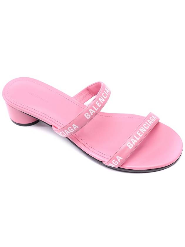 Logo Strap Round Sandal Heels Pink - BALENCIAGA - BALAAN 4