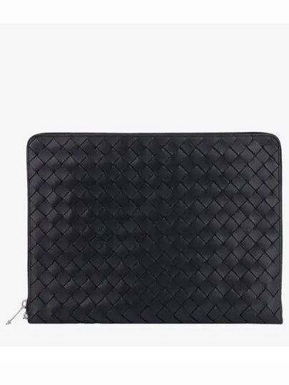 Intrecciato Calfskin Clutch Bag Black - BOTTEGA VENETA - BALAAN 2