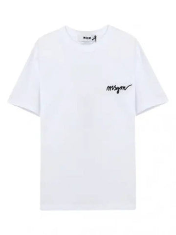 Embroidered Logo Short Sleeve T Shirt Women s Tee - MSGM - BALAAN 1