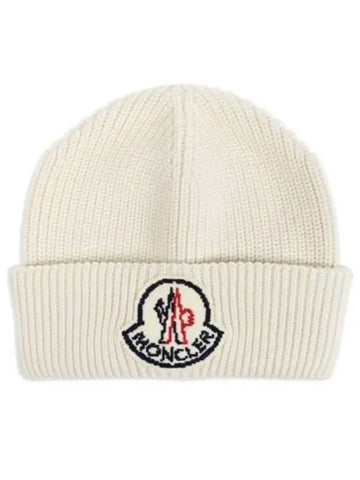 3B00019 M1282 034 Logo Patch Wool Beanie - MONCLER - BALAAN 1