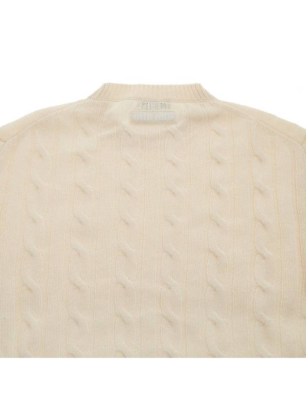 Women's Cable Cashmere Knit Top Beige - MIU MIU - BALAAN 8