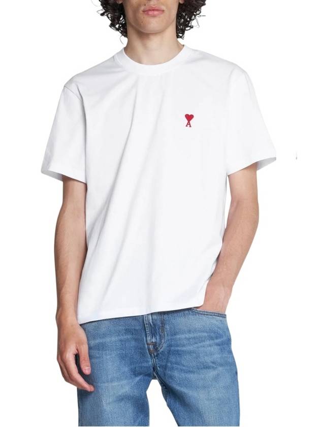 Small Heart Logo Boxy Fit Short Sleeve T-Shirt White - AMI - BALAAN 6