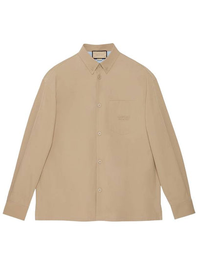 Heavy Cotton Poplin Long Sleeve Shirt Beige - GUCCI - BALAAN 2