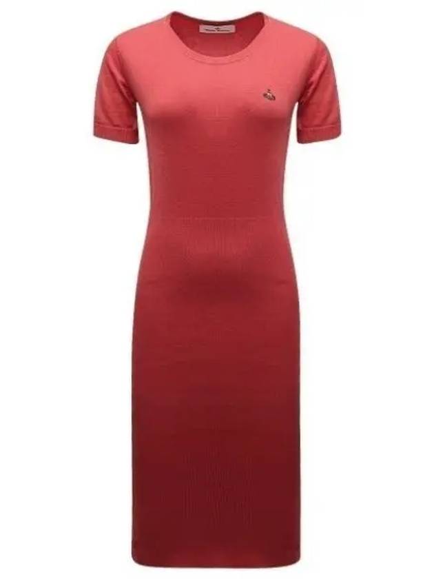 Women's ORB Knit Blend Short Dress Coral Red - VIVIENNE WESTWOOD - BALAAN 2