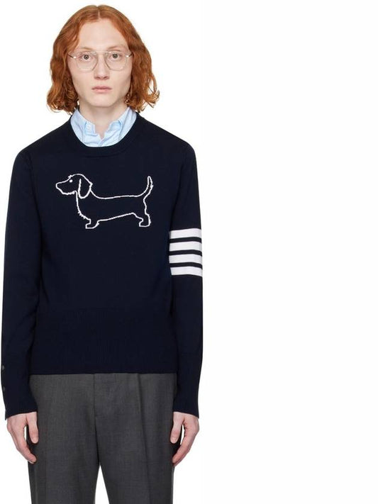 Hector 4-Bar Crewneck Pullover Merino Wool Knit Top Navy - THOM BROWNE - BALAAN 2