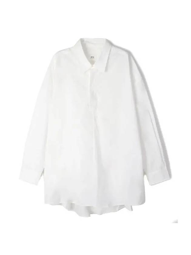 Curved Hem Oversized Fit Long Sleeve Shirt White - AMI - BALAAN 1