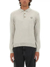 Fox Motif Knitted Polo Shirt Light Grey - MAISON KITSUNE - BALAAN 2