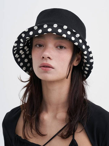 Polka Dot Bucket Hat Black - BROWN HAT - BALAAN 1