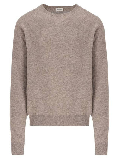 Cassandre crew neck long sleeve knit top beige - SAINT LAURENT - BALAAN 2