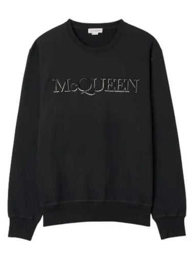 Logo embroidered sweatshirt black - ALEXANDER MCQUEEN - BALAAN 1