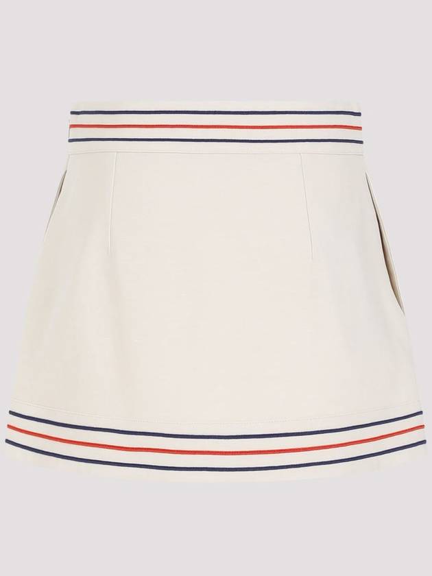 Cotton Linen Short A-Line Skirt Ivory - GUCCI - BALAAN 3