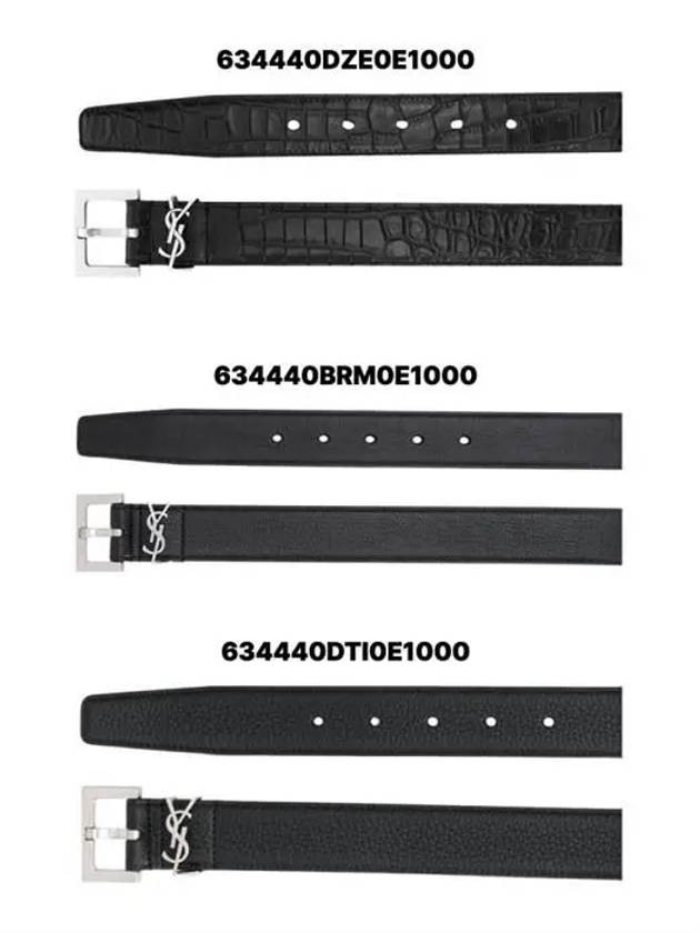 Silver Hardware Monogram Buckle Leather Belt Black - SAINT LAURENT - BALAAN 7