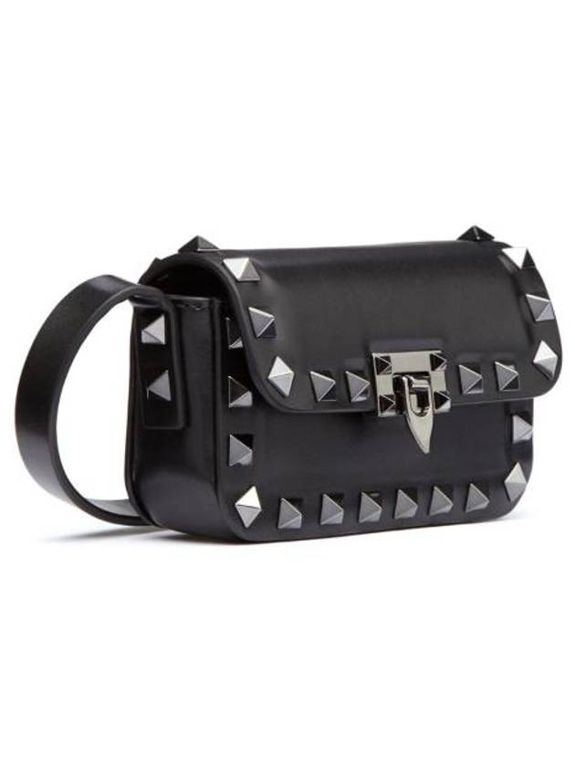 Rockstud Mini Leather Shoulder Bag Black - VALENTINO - BALAAN 4