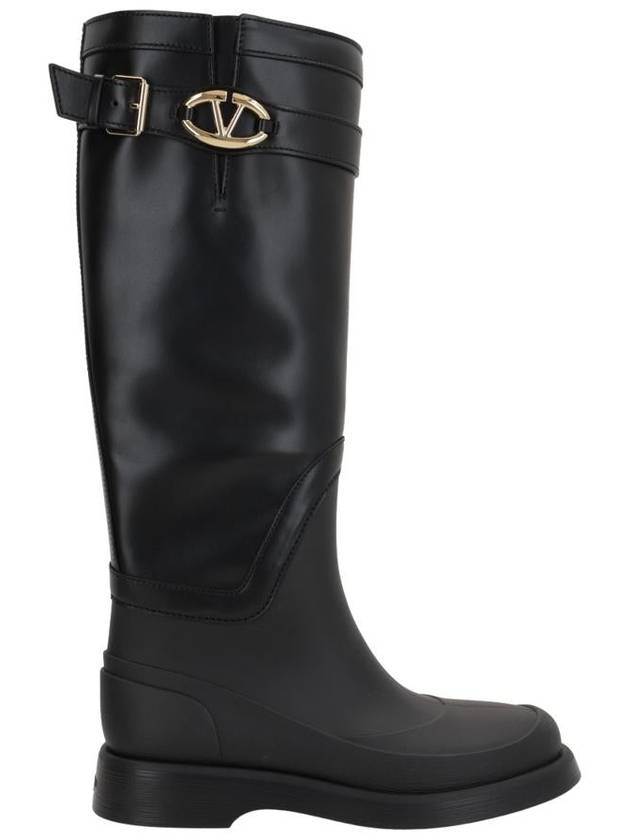 V Logo Bold Edition Long Boots Black - VALENTINO - BALAAN 4