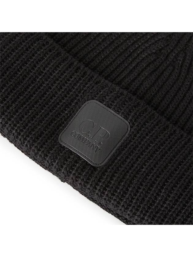 Extra Fine Merino Wool Logo Beanie Black - CP COMPANY - BALAAN 5