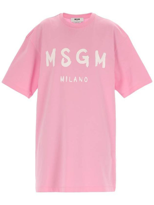 logo short sleeve short dress pink - MSGM - BALAAN 1