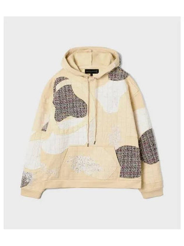 M Tweed Patchwork Hooded Sweatshirt Cream - WHO DECIDES WAR - BALAAN 1