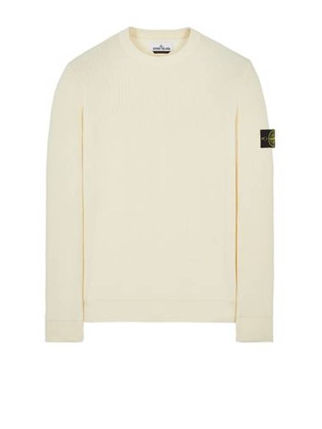 Men's Cotton Crew Neck Knit Natural White 550D8 - STONE ISLAND - BALAAN 1