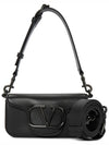 Signature V Logo Mini Loco Leather Cross Bag Black - VALENTINO - BALAAN 2