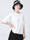 Round Pocket Decoration Loose Fit White Short Sleeve Hem String T-shirt DO3242TS004 - DOYOUKNOWMC GOLF WEAR - BALAAN 2