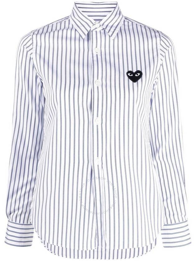 Comme Des Garcons Play Striped Shirt In Blue, Size Large - COMME DES GARCONS PLAY - BALAAN 1