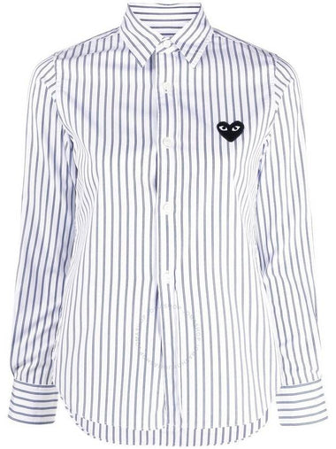 Comme Des Garcons Play Striped Shirt In Blue, Size Large - COMME DES GARCONS PLAY - BALAAN 1