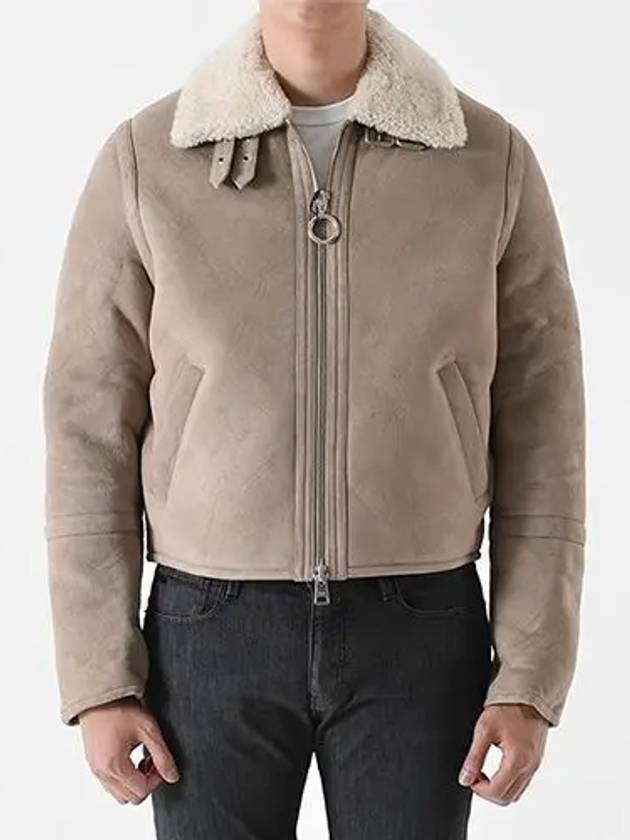 HJK046 Shearling mustang jacket beige - AMI - BALAAN 2