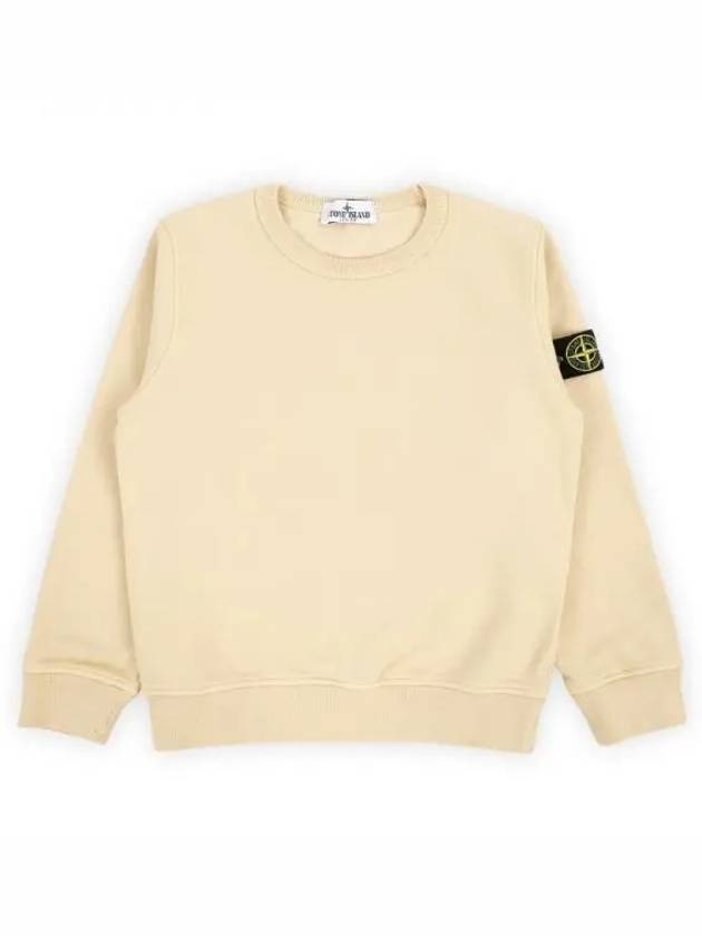 Kids Wappen Patch Organic Cotton Fleece Sweatshirt Beige - STONE ISLAND - BALAAN 2