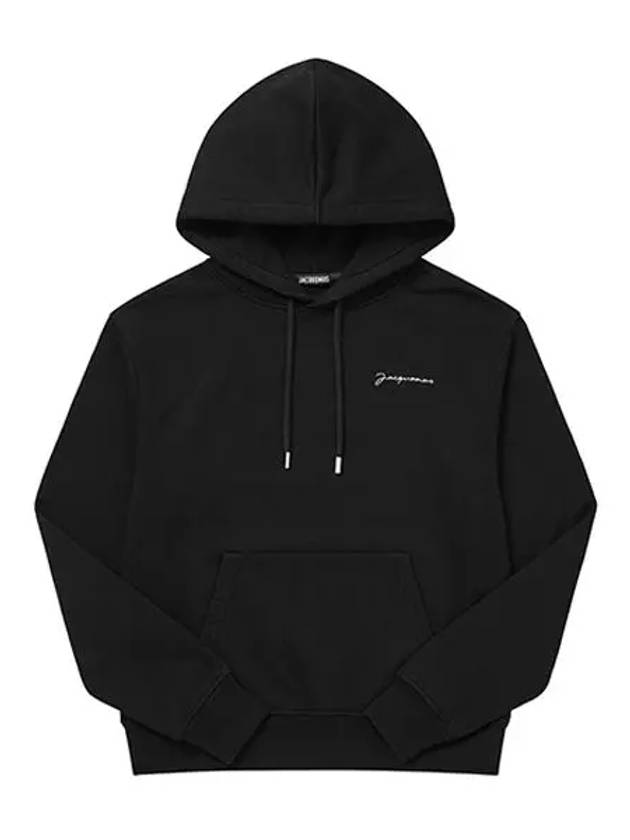 Le Brode Embroidered Logo Cotton Hoodie Black - JACQUEMUS - BALAAN 3