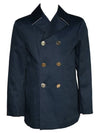 gold button cotton double jacket navy - THOM BROWNE - BALAAN.