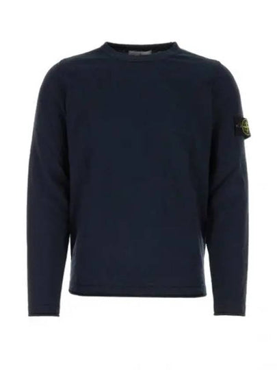 Compass Badge Ribbed Cotton Knit Top Navy - STONE ISLAND - BALAAN 2