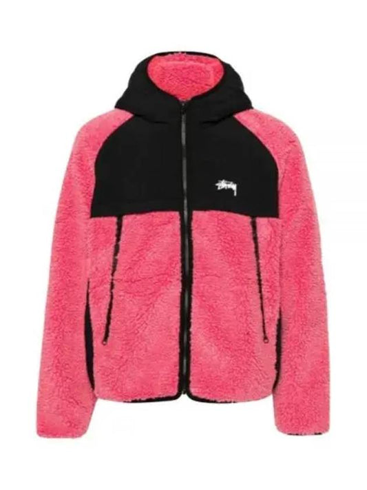 118530 PINK Sherpa Panel Hooded Jacket - STUSSY - BALAAN 1