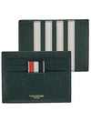 Pebble Calfskin 4-Bar Applique Note Card Wallet Dark Green - THOM BROWNE - BALAAN 2