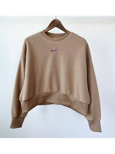 Embroidered Logo Fleece Sweatshirt Camel - NIKE - BALAAN 2