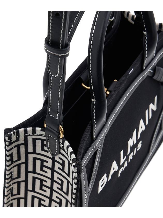 B Army Monogram Canvas Leather Small Tote Bag Black - BALMAIN - BALAAN 9