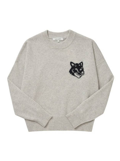 Fox Head Intarsia Comfort Knit Top Light Grey - MAISON KITSUNE - BALAAN 2