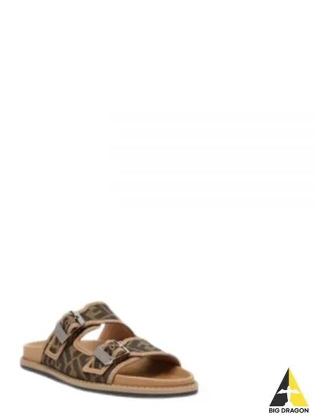 Men's Peel Jacquard Fabric Sandals Brown - FENDI - BALAAN 2