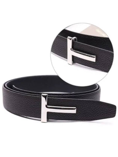 Silver Hardware T Logo Reversible Leather Belt Brown - TOM FORD - BALAAN 2