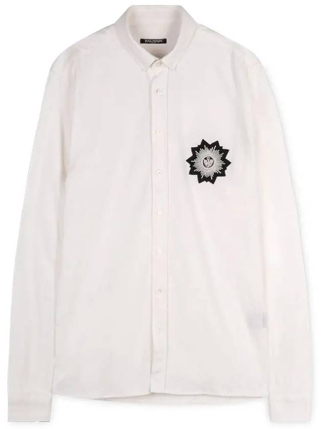 Men's Patch Long Sleeve Shirt White - BALMAIN - BALAAN 4