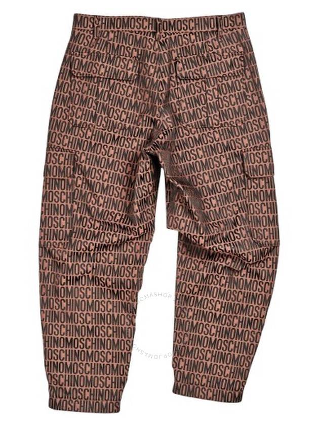 Moschino Men's Brown/Black Allover Monogrammed Cargo Trousers, Brand Size 50 (US Size 34) - MOSCHINO - BALAAN 2