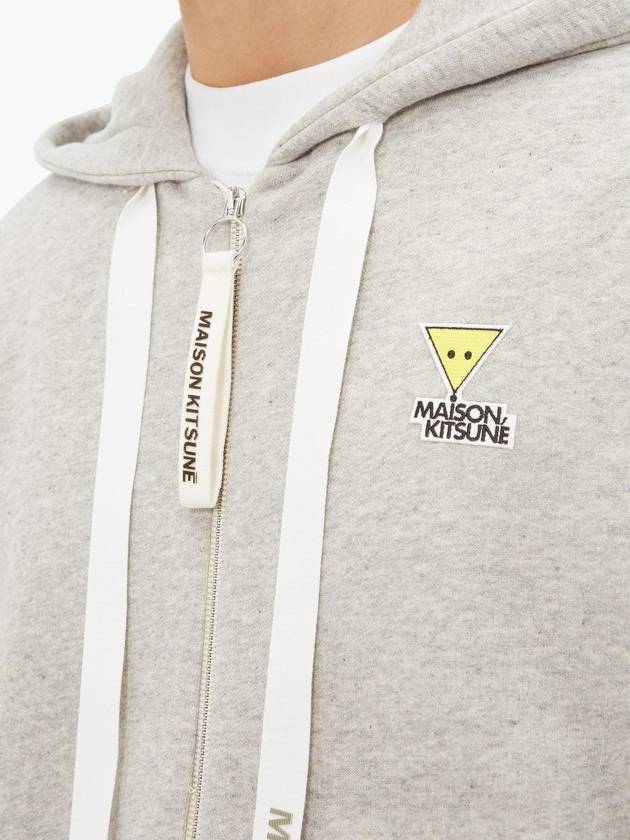 Logo Oversized Cotton Zip Up Hoodie Grey - MAISON KITSUNE - BALAAN 3