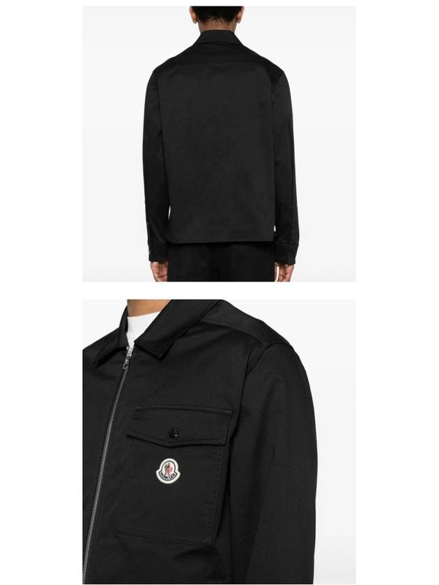 Gabardine Logo Pocket Zip Up Jacket Black - MONCLER - BALAAN 6